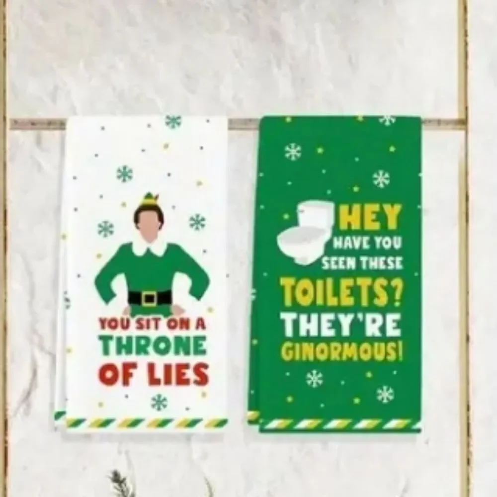 Elf Christmas KITCHEN TOWELS SET OF 2
